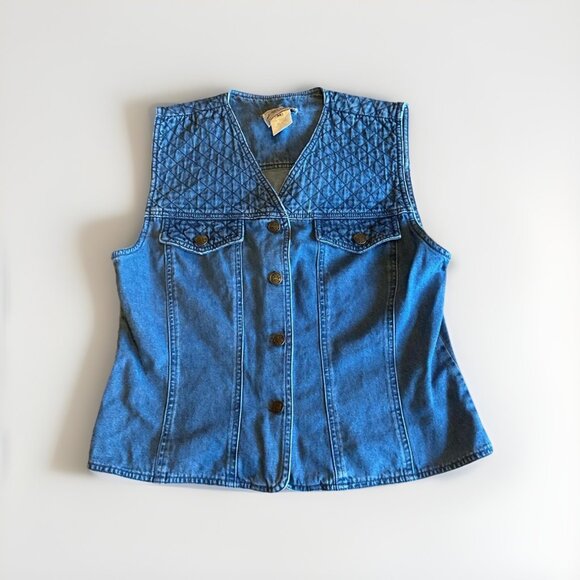 River Ridge Trading Co Vtg Denim Vest Unisex Western Gorpcore Y2K Retro Sz M - Picture 2 of 4